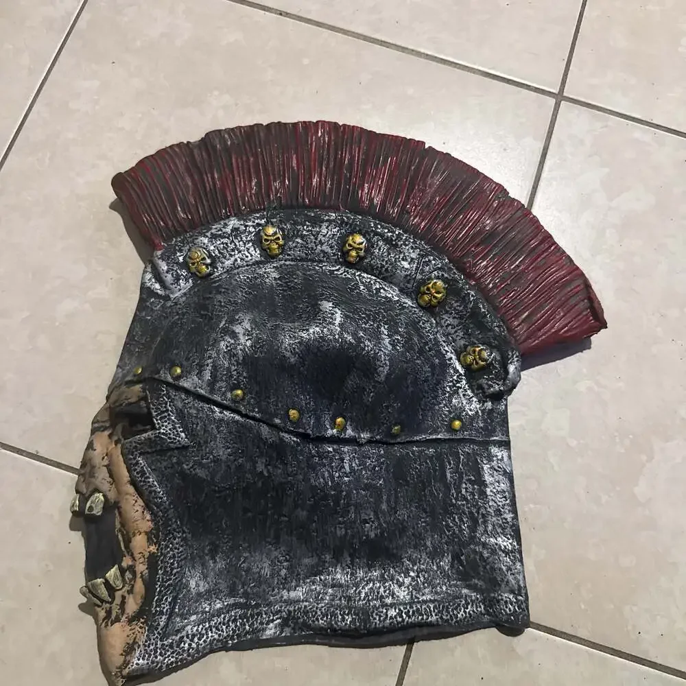 Gladiator Skeleton Halloween Mask with Mohawk - Horror Gothic Costume